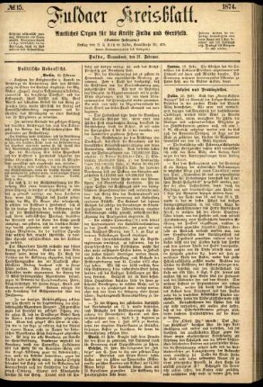 Ausgabe vom Samstag, den 21. Februar 1874.