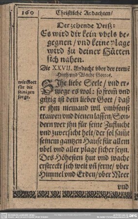Die XXVII. Andacht uber der trewen Hirth und Wache Gottes