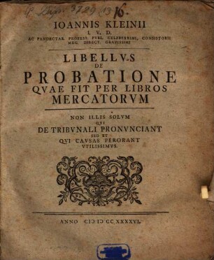 Libellus de probatione, quae fit per libros mercatorum