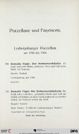 Porzellane und Fayencen (Nr. 290-422a)