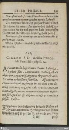 LII. Cicero S.D. Acilio Proconsuli. Famil. lib. 13. Epist. 34