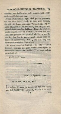 IV. Den 1sten September 1802