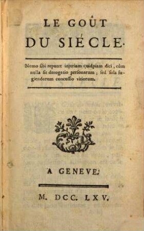 Le Goût du siècle