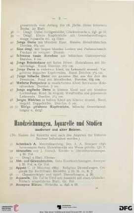 Handzeichnungen, Aquarelle und Studien moderner und alter Meister (Nr. 51 - 268)