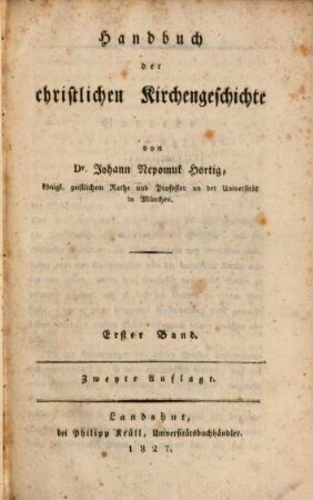 Handbuch der christlichen Kirchengeschichte. 1