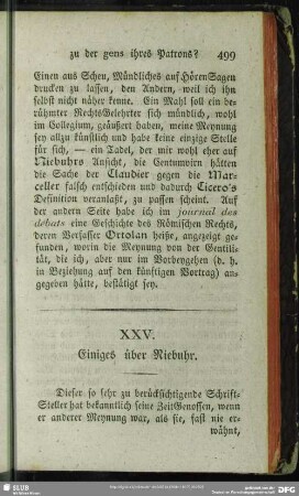 XXV. Einiges über Niebuhr
