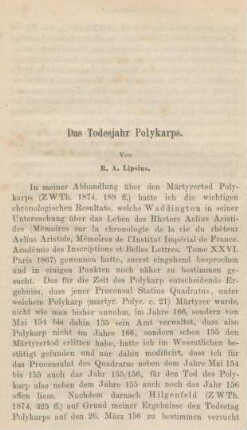 751-768 Das Todesjahr Polykarps