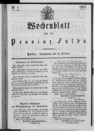 Nr. 7, Ausgabe vom 14. Februar 1863