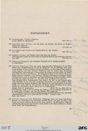 Tapisserien (Nr. 187-196)