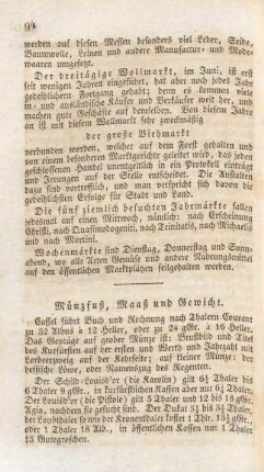 Münzfuß, Maaß und Gewicht.