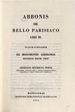 Abbonis De Bello Parisiaco libri III