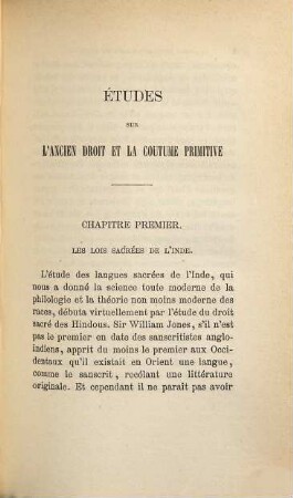 Études sur l'ancien droit et la coutume primitive