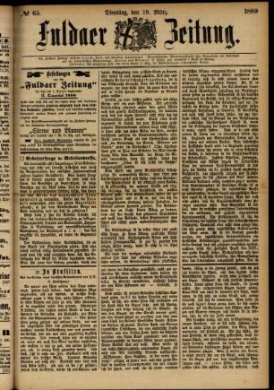 Ausgabe vom Dienstag, den 19. März 1889.