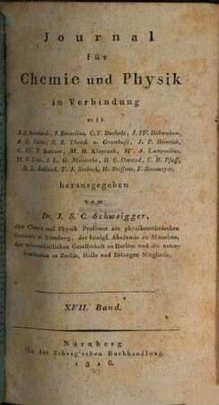 Journal für Chemie und Physik. 17. 1816