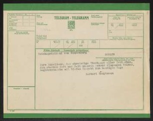 Brief von Gerhart Hauptmann an Paul von Hindenburg