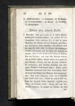 Zweyte oder Oberste Klasse.