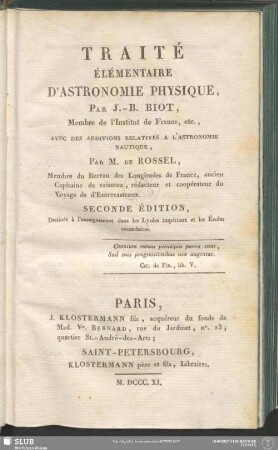2: Traité Élémentaire D'Astronomie Physique