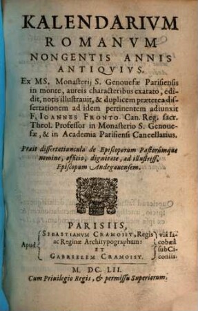 Calendarium Romanum nongentis annis antiquius