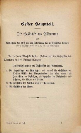Auszug aus Welters Lehrbuch der Weltgeschichte für Schulen : Bearb. und hrsg. von A. Hechelmann