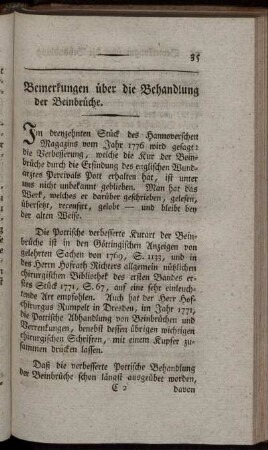 5. Bemerkungen über die Behandlung der Beinbrüche.