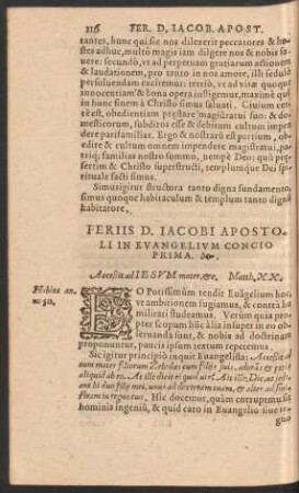 Feriis D. Iacobi Apostoli In Evangelium ...