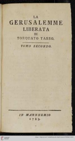 Tomo 2: La Gerusalemme Liberata