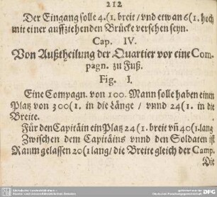 Cap. IV. Von Außtheilung der Quartier vor eine Compagnie zu Fuß.