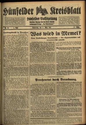 Zweite Ausgabe vom Donnerstag, den 17. März 1932.