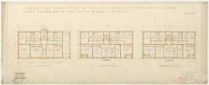Wohnhausbebauung Schulzenstraße 14 für Johann Brych, Berlin-Spandau: Grundrisse Erdgeschoss, 1. Obergeschoss , 2. und 3. Obergeschoss 1:100