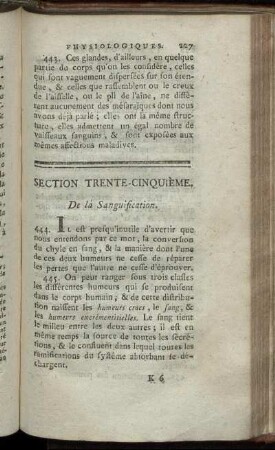 Section Trente-Cinquième. De la Sanguification