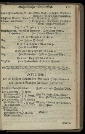 Verzeichniß der in hiesigen saemmtlichen Hessischen Fuerstenthuemern und Landen befindlichen Adelichen Justitiarien