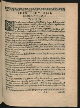 Theses Physicae De Elemento Aquae.