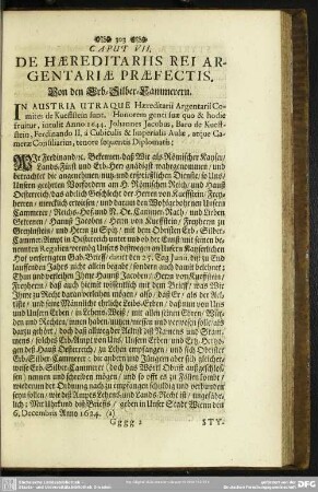Caput VII. De Haereditariis Rei Argentariae Praefectis