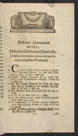 Sectio 1. Historia Germania Generalis.
