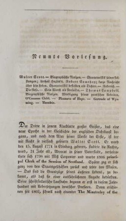 Neunte Vorlesung.