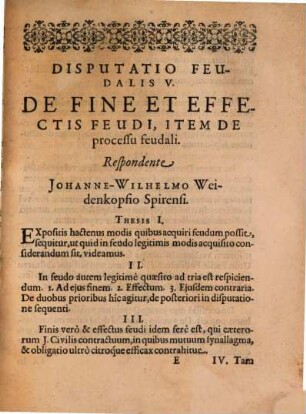 Disputatio Feudalis, 5