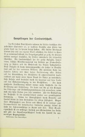 1. Hauptfragen der Landwirtschaft
