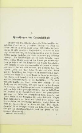 1. Hauptfragen der Landwirtschaft