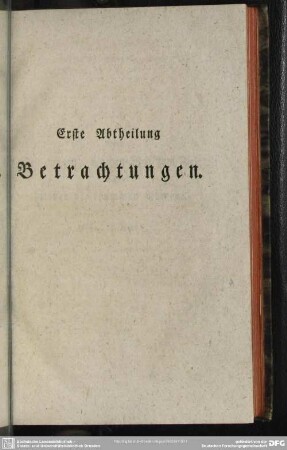 Erste Abtheilung Betrachtungen