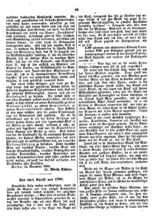 Aus einer Schrift von 1708