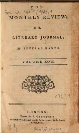 The monthly review, or, literary journal. 28. 1763