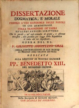 Dissertazione dogmatica e morale contro l'uso materiale delle parole