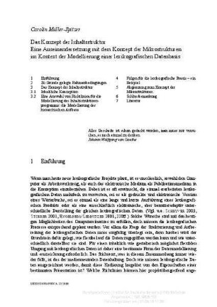 Das Konzept der Inhaltsstruktur : eine Auseinandersetzung mit dem Konzept der Mikrostrukturen im Kontext der Modellierung einer lexikografischen Datenbasis