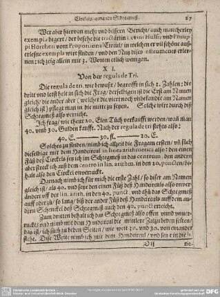XI. Von der regula de Tri.