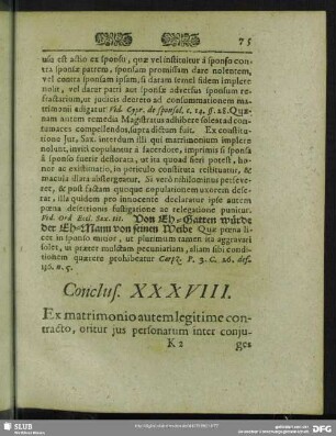Conclus. XXXVIII. Ex matrimonio autem legitime contracto, oritur jus personarum inter conjuges, ...