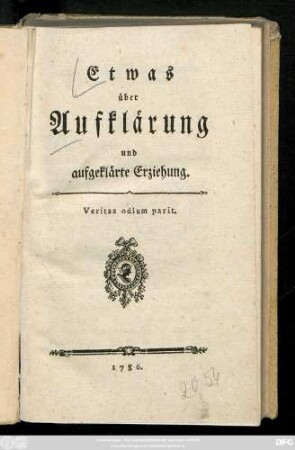 Etwas über Aufklärung und aufgeklärte Erziehung