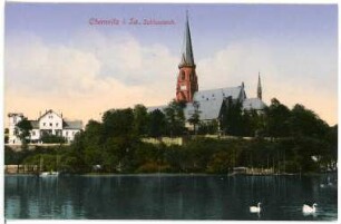 Chemnitz. Schlossteich und Schlosskirche