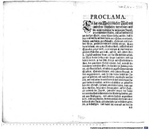 PROCLAMA : [Decretum in Senatu, den 12. Junii, 1753. Renovatum, den 15. Junii, 1754]