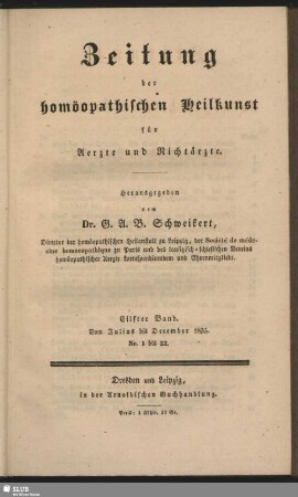 11.1835: Zeitung der homöopathischen Heilkunst für Ärzte und Nichtärzte