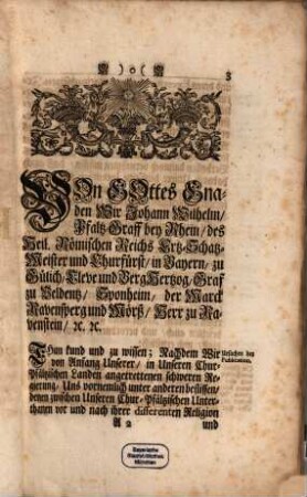 Chur-Pfältzische Religions-Declaration Vom 21. Novembris 1705.